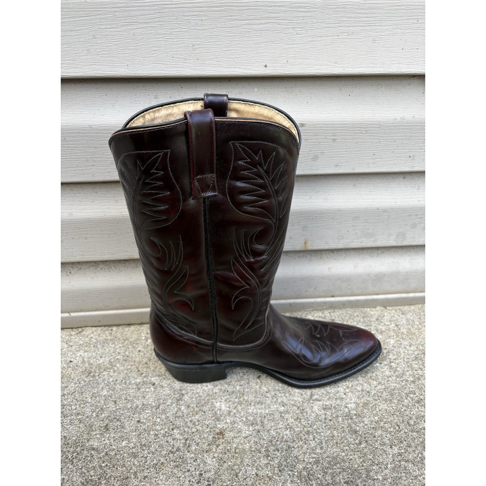 Vintage Mason USA HandMade Burgundy Leather Western Boots Men's 9 C